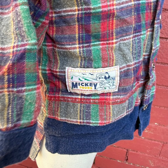 Vtg 90 Disney Mickey Mouse Plaid Button Down Shirt Kids 18 Months Cotton Kidcore - Picture 3 of 6